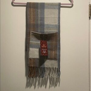 Patrick King Woollen Co Scottish Tartans Classic Plaid Scarf in Blue and Brown